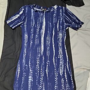 Love Women's Navy and White Patterned Mini Dress